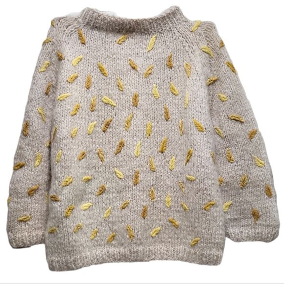 VINTAGE ILARIA 1960s Hand Knit Leaf Print Sweater